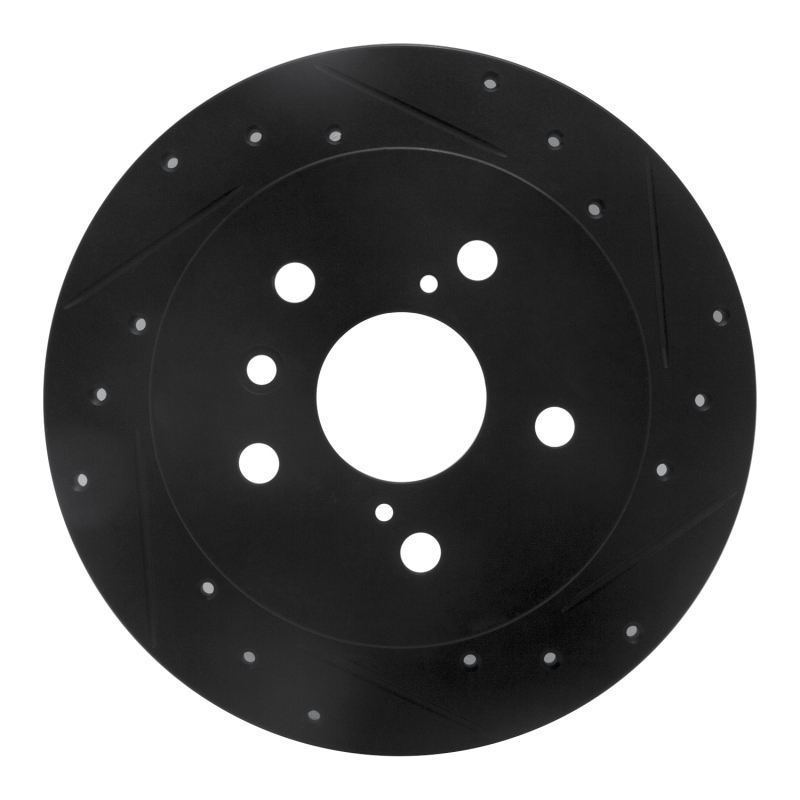 Toyota Camry Brake Rotor (1) - Rear Right - R1 Concepts - Drilled & Slotted - Black - `18-`24